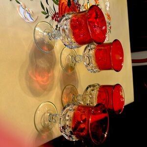 Vintage Red Thumbprint Wine Glasses